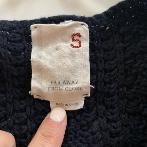 Anthro Far Away from Close Blue Wool Blend Tunic Chunky Knit Sweater Women's S - Picture 4 of 9